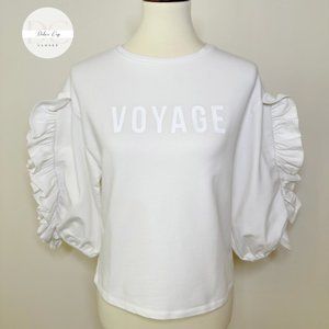 Ruffle Sleeve Graphic Sweatshirt Size Small